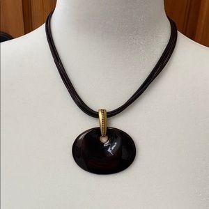 Brown leather cord necklace